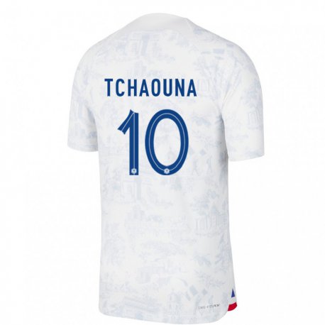 Kandiny Lapset Ranskan Loum Tchaouna #10 Valkoinen Sininen Vieraspaita 22-24 Lyhythihainen Paita T-paita