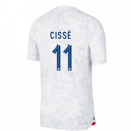 Kandiny Lapset Ranskan Lamine Cisse #11 Valkoinen Sininen Vieraspaita 22-24 Lyhythihainen Paita T-paita