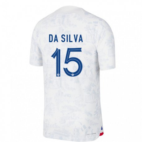 Kandiny Lapset Ranskan Florent Da Silva #15 Valkoinen Sininen Vieraspaita 22-24 Lyhythihainen Paita T-paita