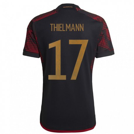 Kandiny Lapset Saksan Jan Thielmann #17 Musta Kastanjanruskea Vieraspaita 22-24 Lyhythihainen Paita T-paita