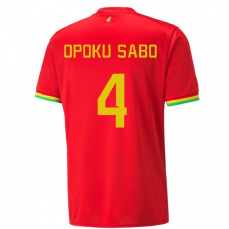 Kandiny Lapset Ghanan Alex Opoku Sabo #4 Punainen Vieraspaita 22-24 Lyhythihainen Paita T-paita