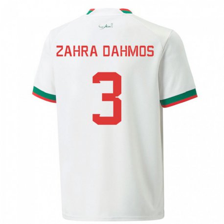 Kandiny Lapset Marokon Fatima Zahra Dahmos #3 Valkoinen Vieraspaita 22-24 Lyhythihainen Paita T-paita