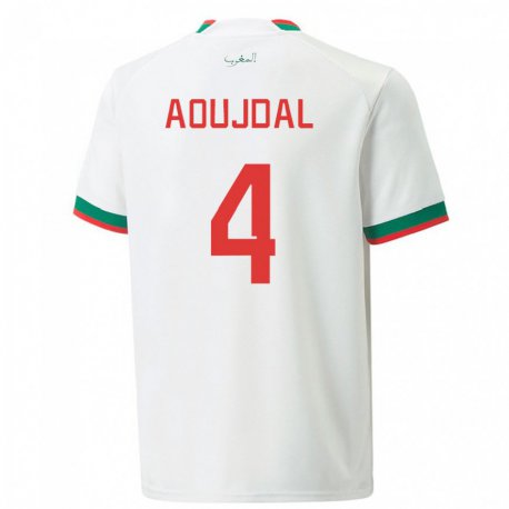 Kandiny Lapset Marokon Youssef Aoujdal #4 Valkoinen Vieraspaita 22-24 Lyhythihainen Paita T-paita