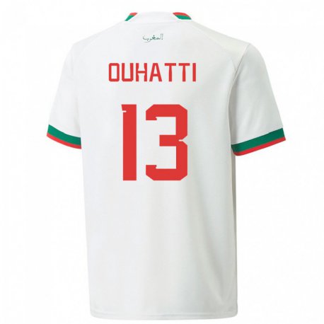 Kandiny Lapset Marokon Aymane Ouhatti #13 Valkoinen Vieraspaita 22-24 Lyhythihainen Paita T-paita