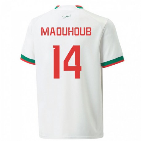 Kandiny Lapset Marokon El Mehdi Maouhoub #14 Valkoinen Vieraspaita 22-24 Lyhythihainen Paita T-paita