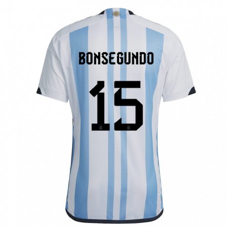 Kandiny Miesten Argentiinan Florencia Bonsegundo #15 Valkoinen Taivas Sininen Kotipaita 22-24 Lyhythihainen Paita T-paita