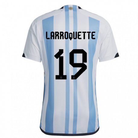 Kandiny Miesten Argentiinan Mariana Larroquette #19 Valkoinen Taivas Sininen Kotipaita 22-24 Lyhythihainen Paita T-paita