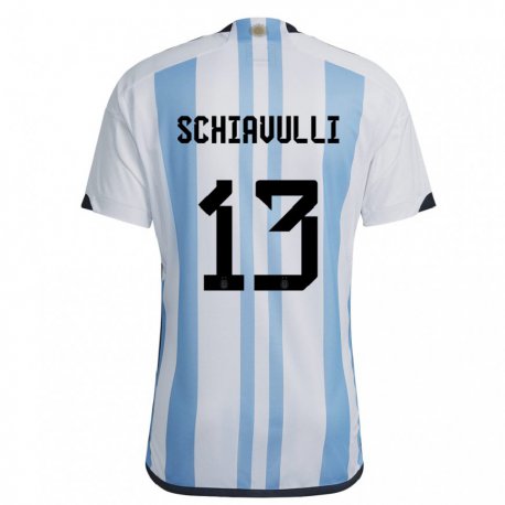 Kandiny Miesten Argentiinan Thiago Schiavulli #13 Valkoinen Taivas Sininen Kotipaita 22-24 Lyhythihainen Paita T-paita