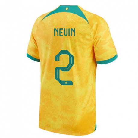 Kandiny Miesten Australian Courtney Nevin #2 Kultainen Kotipaita 22-24 Lyhythihainen Paita T-paita