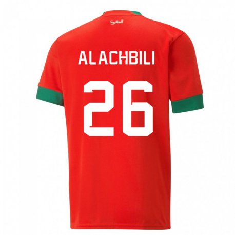 Kandiny Miesten Marokon Taha Alachbili #26 Punainen Kotipaita 22-24 Lyhythihainen Paita T-paita