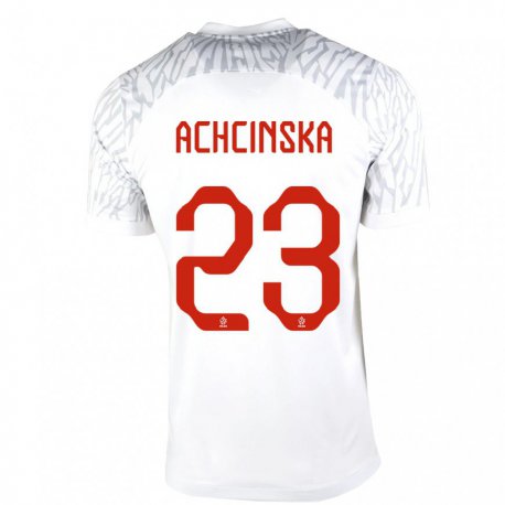Kandiny Miesten Puolan Adriana Achcinska #23 Valkoinen Kotipaita 22-24 Lyhythihainen Paita T-paita