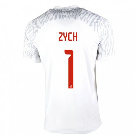 Kandiny Miesten Puolan Oliwier Zych #1 Valkoinen Kotipaita 22-24 Lyhythihainen Paita T-paita