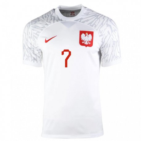 Kandiny Miesten Puolan Filip Wolski #7 Valkoinen Kotipaita 22-24 Lyhythihainen Paita T-paita