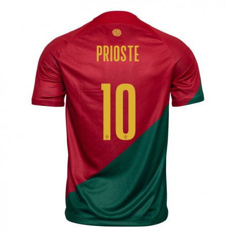 Kandiny Miesten Portugalin Diogo Prioste #10 Puna-vihreä Kotipaita 22-24 Lyhythihainen Paita T-paita