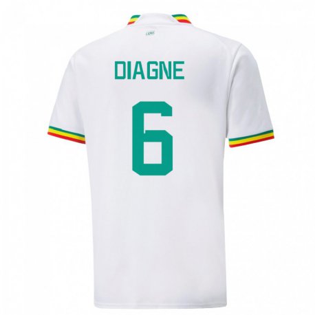 Kandiny Miesten Senegalin Edmee Diagne #6 Valkoinen Kotipaita 22-24 Lyhythihainen Paita T-paita