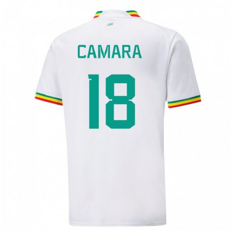 Kandiny Miesten Senegalin Meta Camara #18 Valkoinen Kotipaita 22-24 Lyhythihainen Paita T-paita