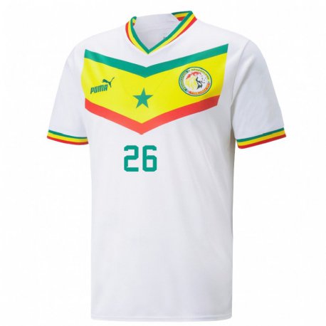 Kandiny Miesten Senegalin Astou Sy #26 Valkoinen Kotipaita 22-24 Lyhythihainen Paita T-paita
