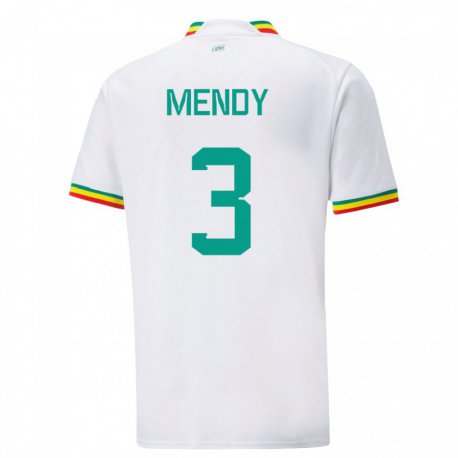 Kandiny Miesten Senegalin Formose Mendy #3 Valkoinen Kotipaita 22-24 Lyhythihainen Paita T-paita