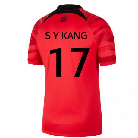 Kandiny Miesten Etelä-korean Kang Sang Yun #17 Punamusta Kotipaita 22-24 Lyhythihainen Paita T-paita