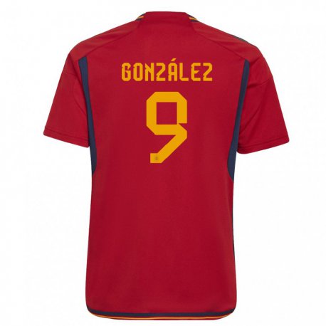 Kandiny Miesten Espanjan Esther Gonzalez #9 Punainen Kotipaita 22-24 Lyhythihainen Paita T-paita