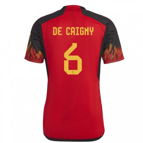 Kandiny Miesten Belgian Tine De Caigny #6 Punainen Kotipaita 22-24 Lyhythihainen Paita T-paita