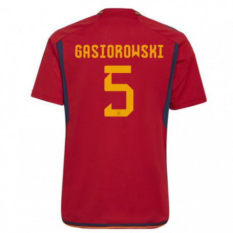 Kandiny Miesten Espanjan Yarek Gasiorowski #5 Punainen Kotipaita 22-24 Lyhythihainen Paita T-paita