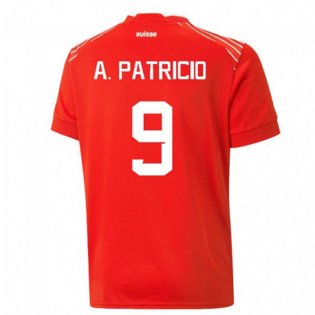 Kandiny Miesten Sveitsin Alexandre Dias Patricio #9 Punainen Kotipaita 22-24 Lyhythihainen Paita T-paita