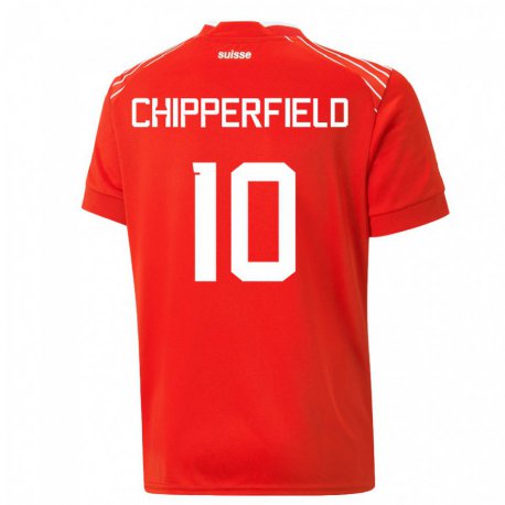 Kandiny Miesten Sveitsin Liam Chipperfield #10 Punainen Kotipaita 22-24 Lyhythihainen Paita T-paita