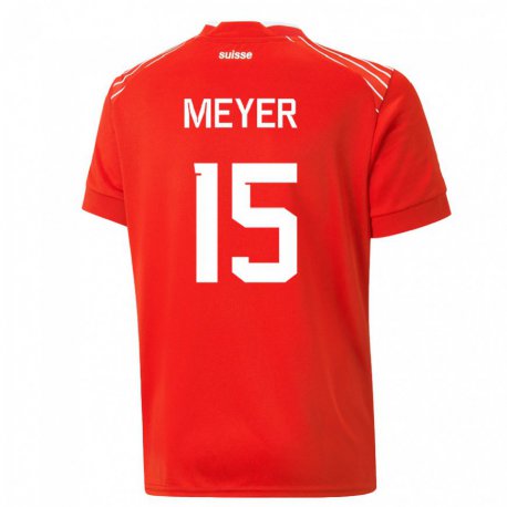 Kandiny Miesten Sveitsin Leny Meyer #15 Punainen Kotipaita 22-24 Lyhythihainen Paita T-paita