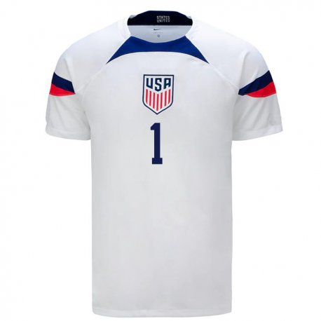 Kandiny Miesten Yhdysvaltain Alyssa Naeher #1 Valkoinen Kotipaita 22-24 Lyhythihainen Paita T-paita