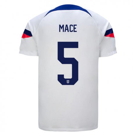 Kandiny Miesten Yhdysvaltain Hailie Mace #5 Valkoinen Kotipaita 22-24 Lyhythihainen Paita T-paita