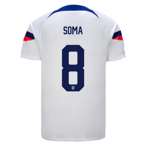 Kandiny Miesten Yhdysvaltain Pedro Soma #8 Valkoinen Kotipaita 22-24 Lyhythihainen Paita T-paita