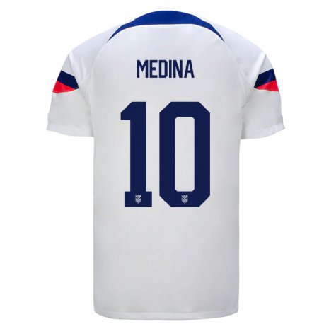 Kandiny Miesten Yhdysvaltain Cruz Medina #10 Valkoinen Kotipaita 22-24 Lyhythihainen Paita T-paita