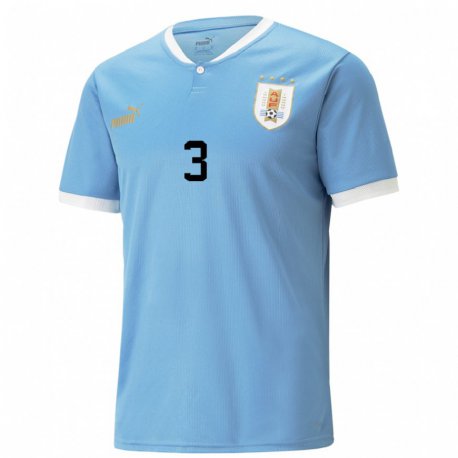 Kandiny Miesten Uruguayn Paolo Calione #3 Sininen Kotipaita 22-24 Lyhythihainen Paita T-paita