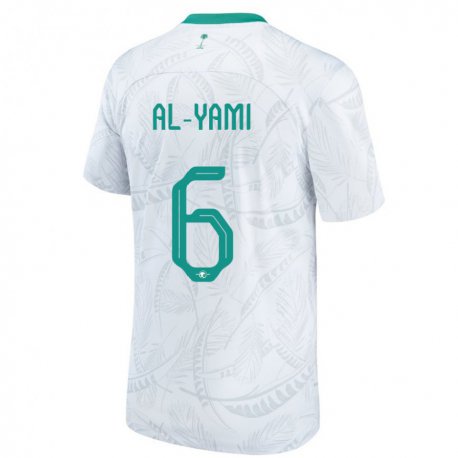 Kandiny Miesten Saudi-arabian Mohammed Al Yami #6 Valkoinen Kotipaita 22-24 Lyhythihainen Paita T-paita