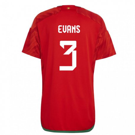 Kandiny Miesten Walesin Gemma Evans #3 Punainen Kotipaita 22-24 Lyhythihainen Paita T-paita