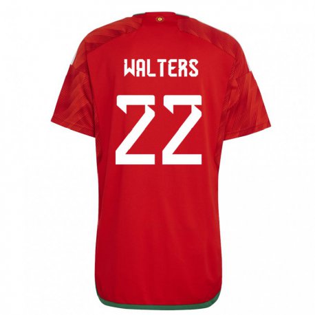 Kandiny Miesten Walesin Georgia Walters #22 Punainen Kotipaita 22-24 Lyhythihainen Paita T-paita