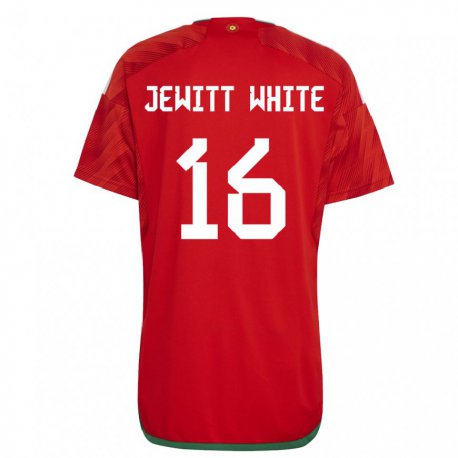 Kandiny Miesten Walesin Harry Jewitt White #16 Punainen Kotipaita 22-24 Lyhythihainen Paita T-paita