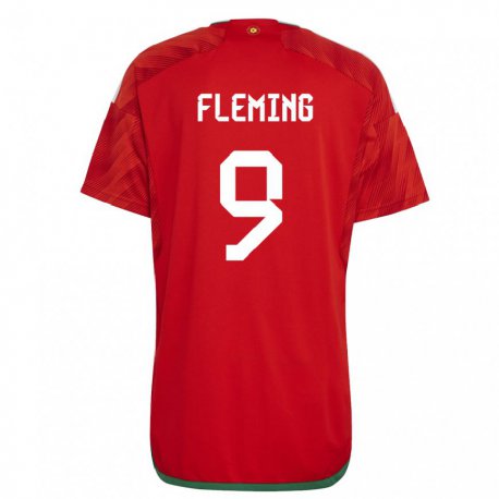 Kandiny Miesten Walesin Cole Fleming #9 Punainen Kotipaita 22-24 Lyhythihainen Paita T-paita