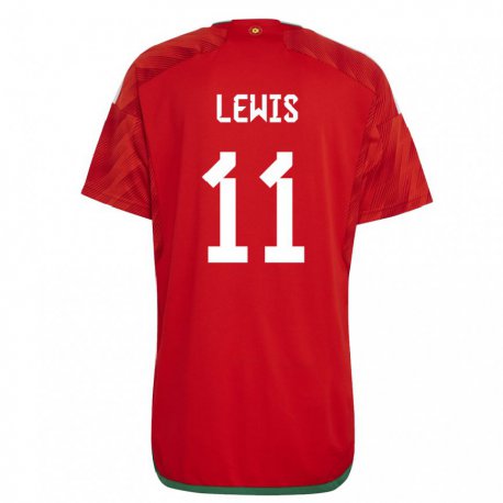 Kandiny Miesten Walesin Sonny Lewis #11 Punainen Kotipaita 22-24 Lyhythihainen Paita T-paita