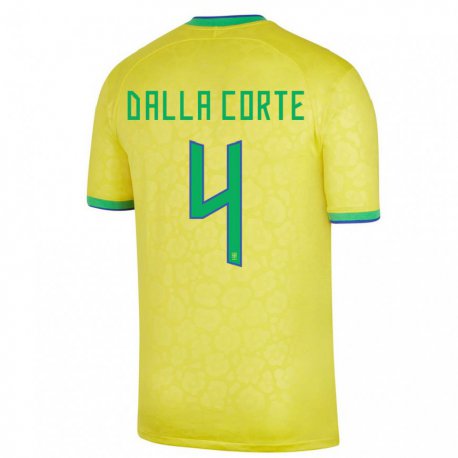 Kandiny Miesten Brasilian Joao Dalla Corte #4 Keltainen Kotipaita 22-24 Lyhythihainen Paita T-paita
