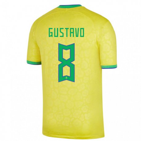 Kandiny Miesten Brasilian Luiz Gustavo #8 Keltainen Kotipaita 22-24 Lyhythihainen Paita T-paita