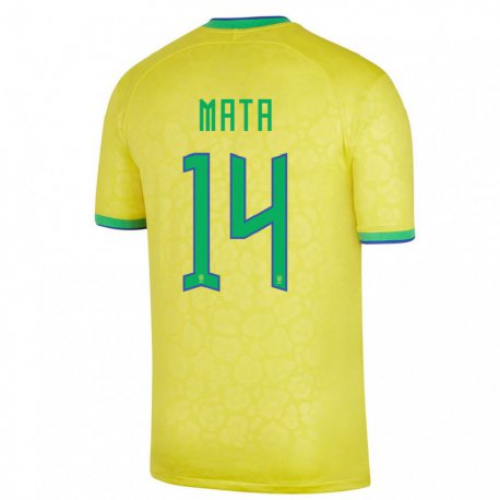 Kandiny Miesten Brasilian Da Mata #14 Keltainen Kotipaita 22-24 Lyhythihainen Paita T-paita