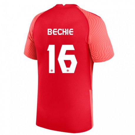 Kandiny Miesten Kanadan Janine Beckie #16 Punainen Kotipaita 22-24 Lyhythihainen Paita T-paita
