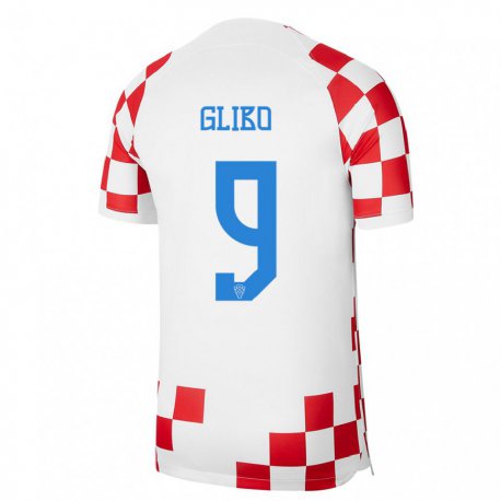 Kandiny Miesten Kroatian Andrea Glibo #9 Punainen Valkoinen Kotipaita 22-24 Lyhythihainen Paita T-paita