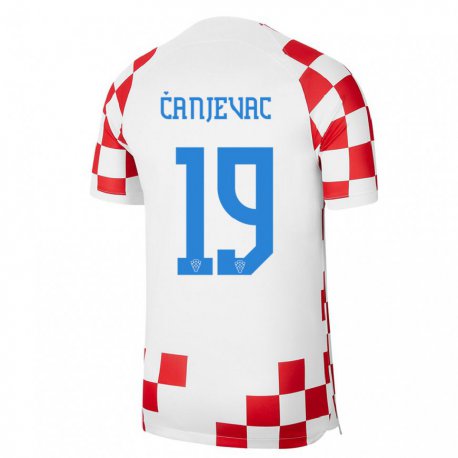 Kandiny Miesten Kroatian Janja Canjevac #19 Punainen Valkoinen Kotipaita 22-24 Lyhythihainen Paita T-paita