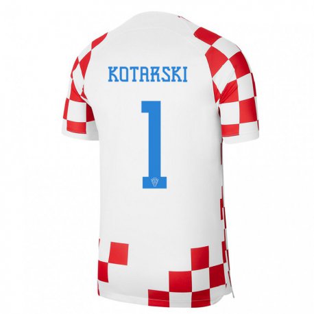 Kandiny Miesten Kroatian Dominik Kotarski #1 Punainen Valkoinen Kotipaita 22-24 Lyhythihainen Paita T-paita