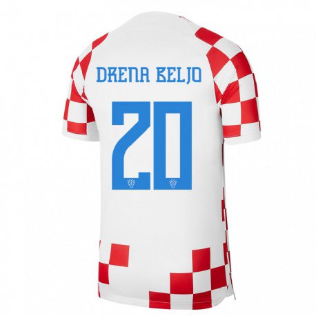 Kandiny Miesten Kroatian Dion Drena Beljo #20 Punainen Valkoinen Kotipaita 22-24 Lyhythihainen Paita T-paita