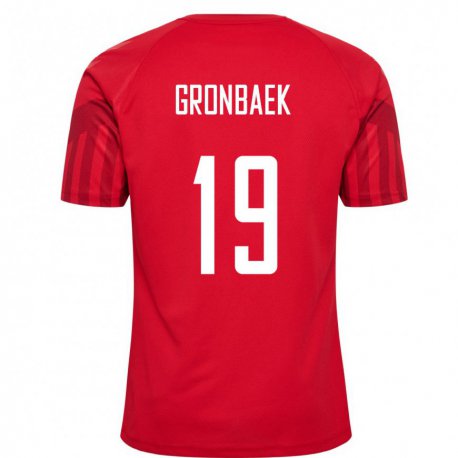 Kandiny Miesten Tanskan Albert Gronbaek #19 Punainen Kotipaita 22-24 Lyhythihainen Paita T-paita