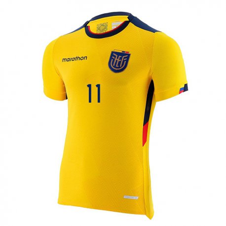 Kandiny Miesten Ecuadorin Ambar Torres #11 Keltainen Kotipaita 22-24 Lyhythihainen Paita T-paita